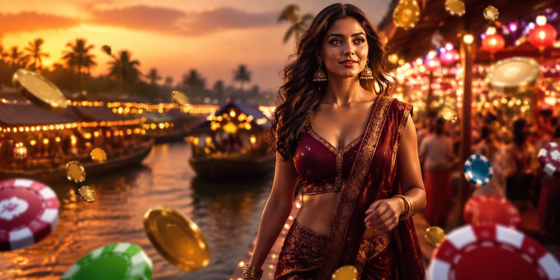 Teen Patti players enjoying Kerala backwaters evening gaming scene